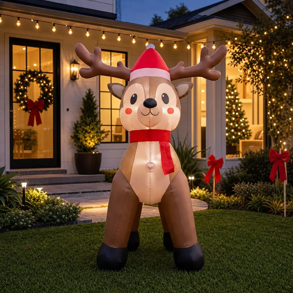 Christmas Inflatable Reindeer 2.5M Outdoor Indoor Illuminated Decorations LED