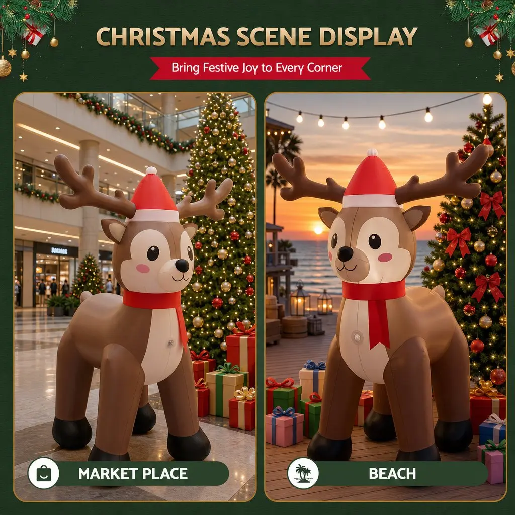 Christmas Inflatable Reindeer 2.5M Outdoor Indoor Illuminated Decorations LED