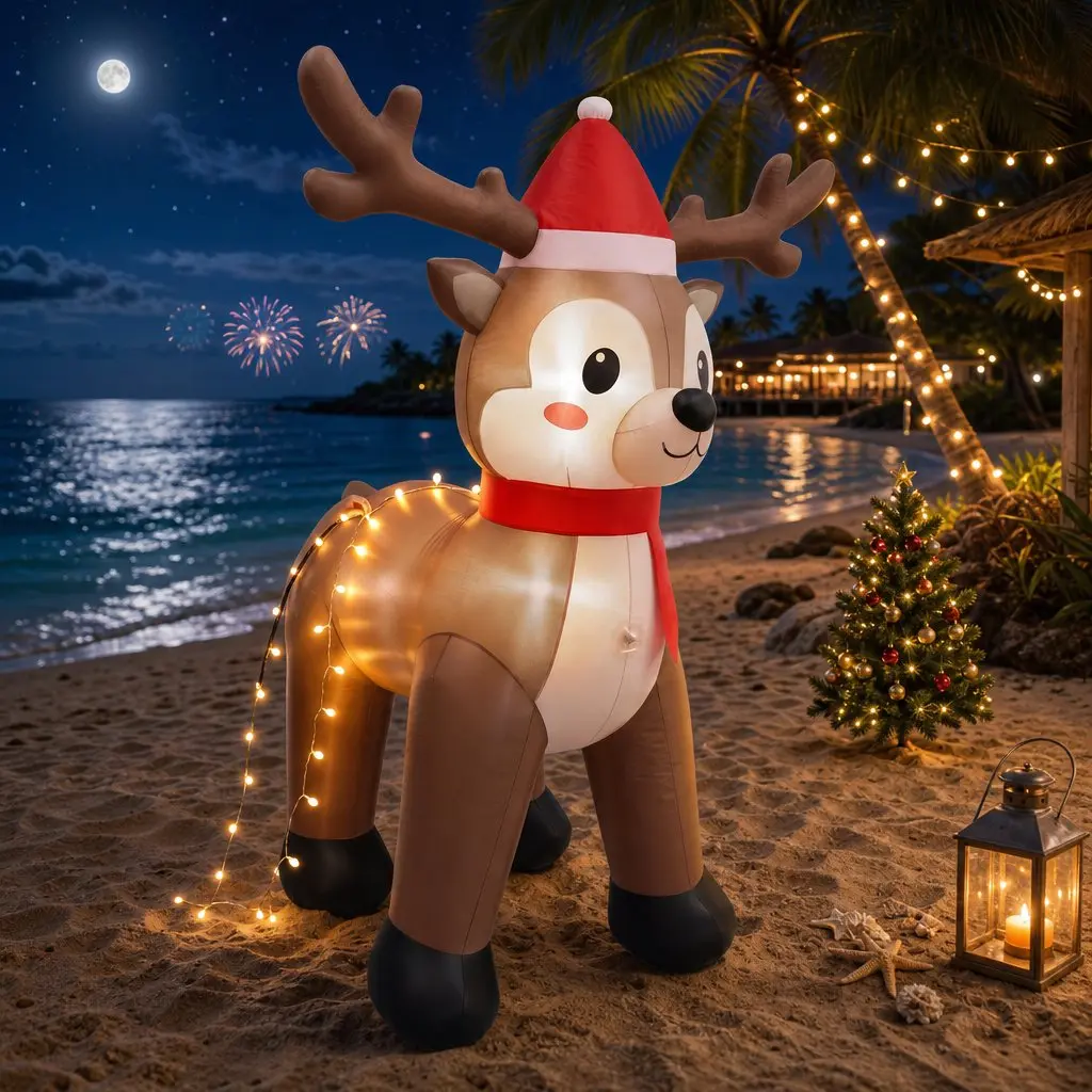 Christmas Inflatable Reindeer 2.5M Outdoor Indoor Illuminated Decorations LED