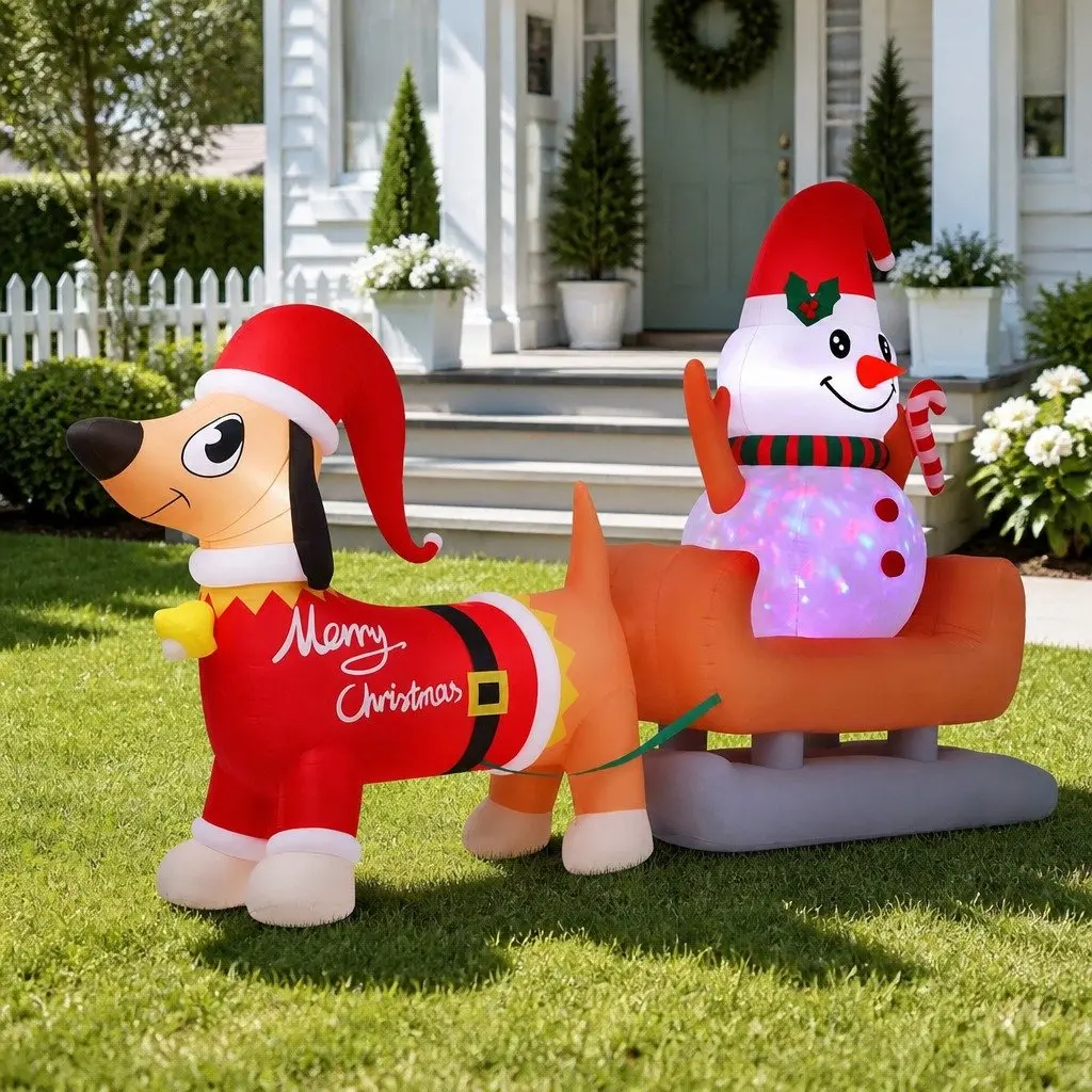4.2M Inflatable Snowman & Dog