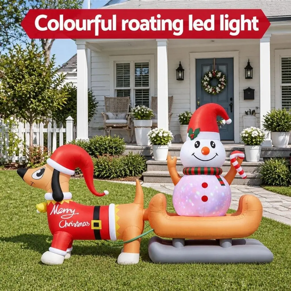 Christmas Inflatable Snowman and Dog LED Illuminated 4.2M Tall Outdoor Decoration