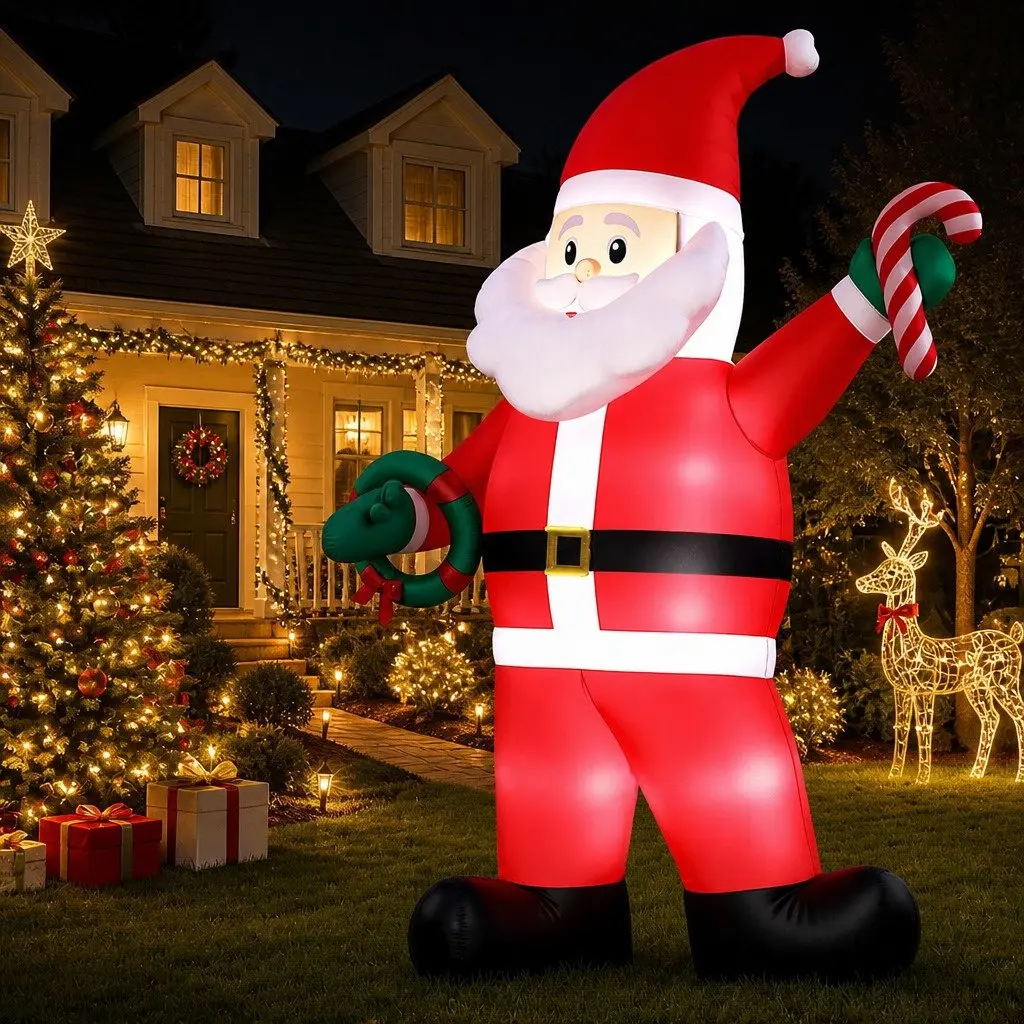 Christmas Inflatable Santa Decoration 3.8M Height LED Illuminated Outdoor