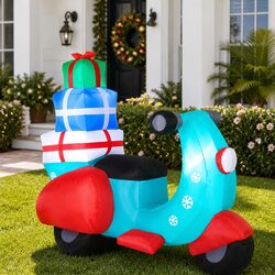 Add Cheer with 1.8m Inflatable Santa Motorbike Decor