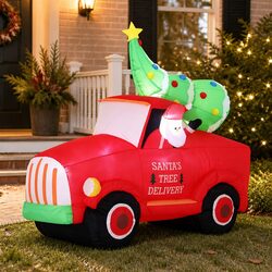 Christmas Inflatable Santa Truck 1.6M LED Decorations Indoor Outdoor Festive