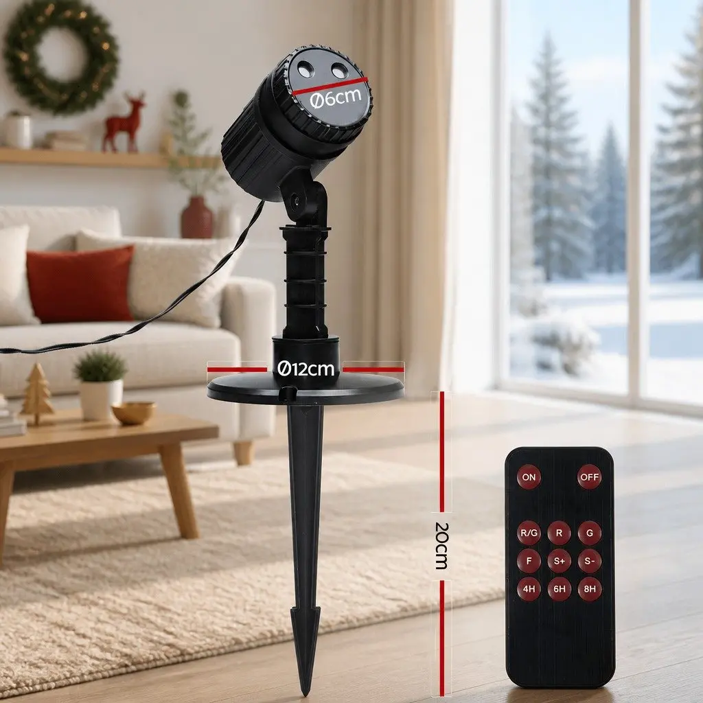 Laser Light Projector Red Green Flashing Remote Control Outdoor Decorations 200m² Coverage