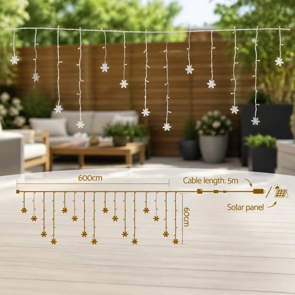LED Icicle Christmas Lights Cold White 6M Outdoor Indoor Decoration