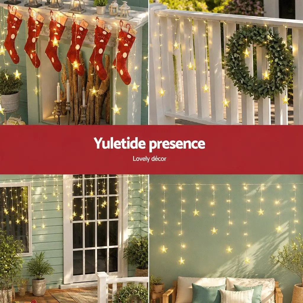 Icicle Christmas Lights 160 LED Warm White 6M Outdoor Garden Decoration