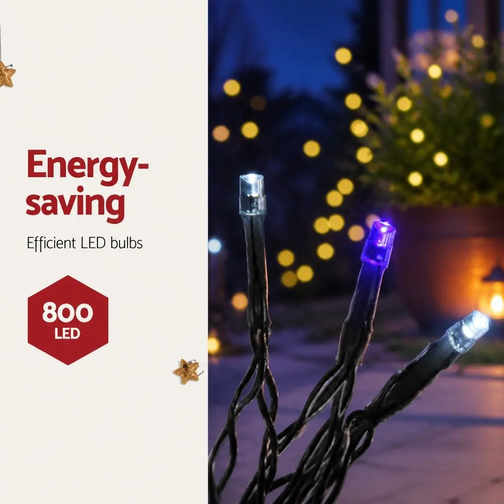 Blue LED Icicle Lights 20M Christmas Decoration Indoor Outdoor 800 Bulbs 8 Modes