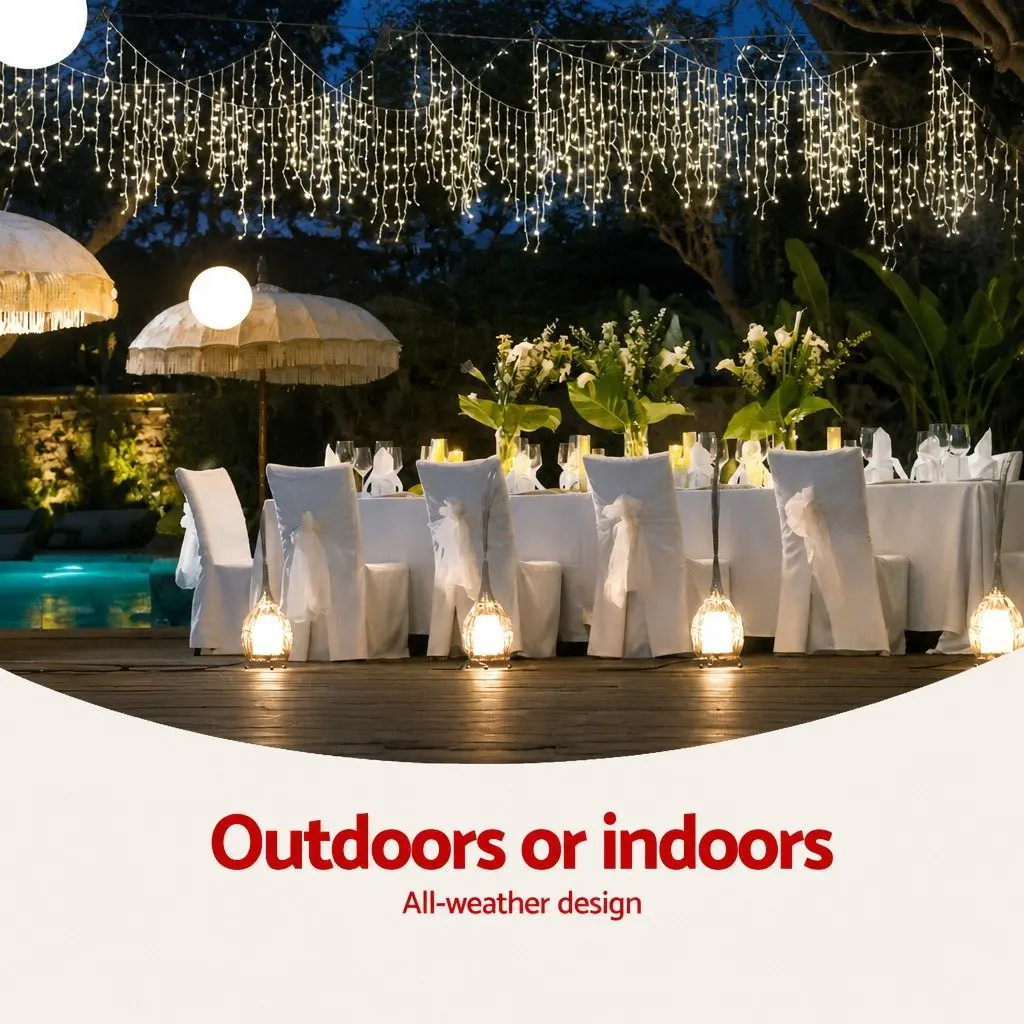 Blue LED Icicle Lights 20M Christmas Decoration Indoor Outdoor 800 Bulbs 8 Modes