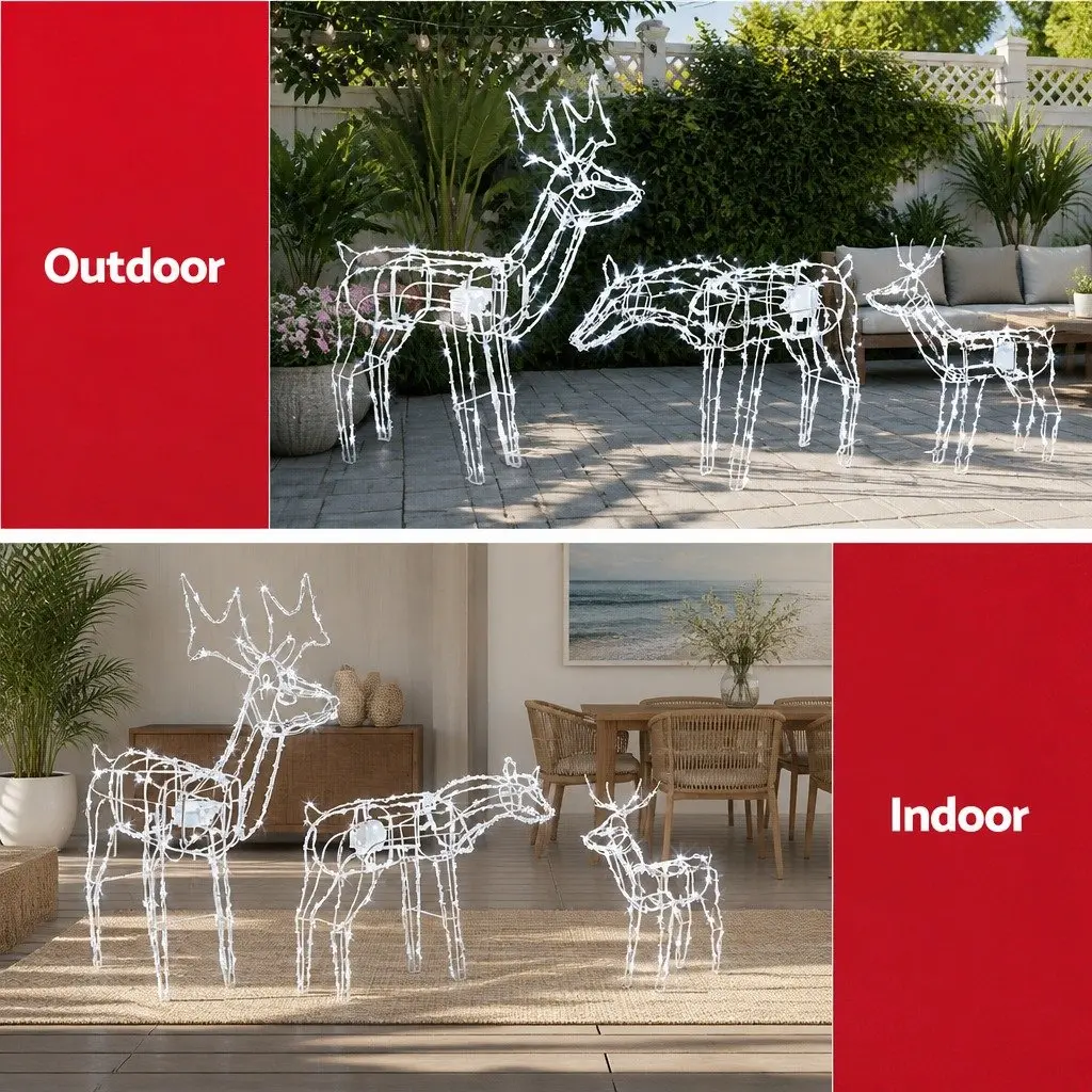 3 Piece LED Christmas Reindeer Outdoor Decorations 250 Lights Display Set