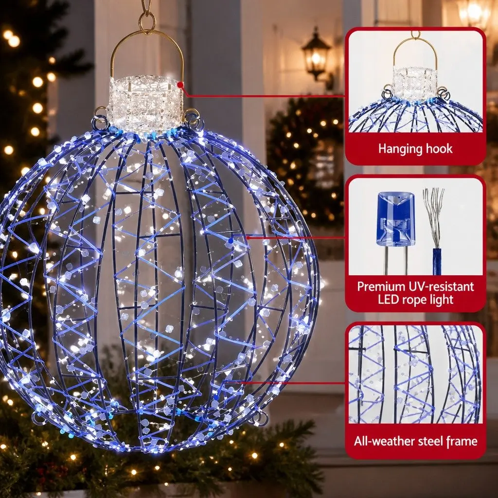 Christmas Lights 320 LED RGB Light 3 Ball Decorations Set Large Medium Small