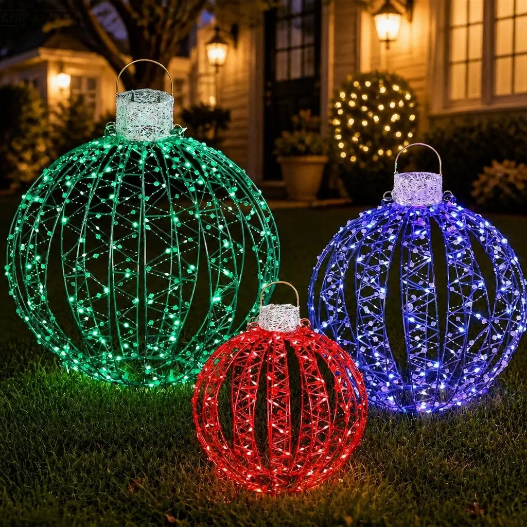 Christmas Lights 320 LED RGB Light 3 Ball Decorations Set Large Medium Small