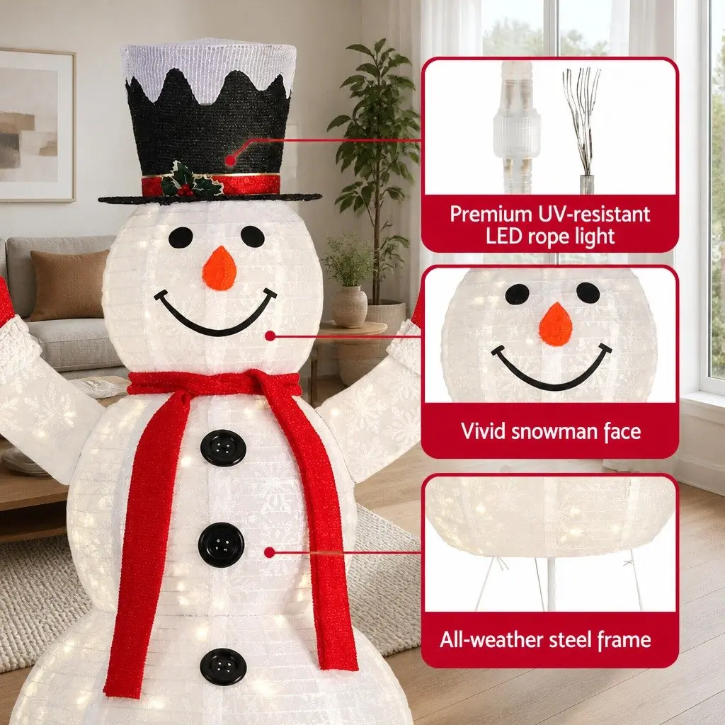 Christmas Light Snowman 1.7M 200 LED Warm White Lights Outdoor Indoor Decoration