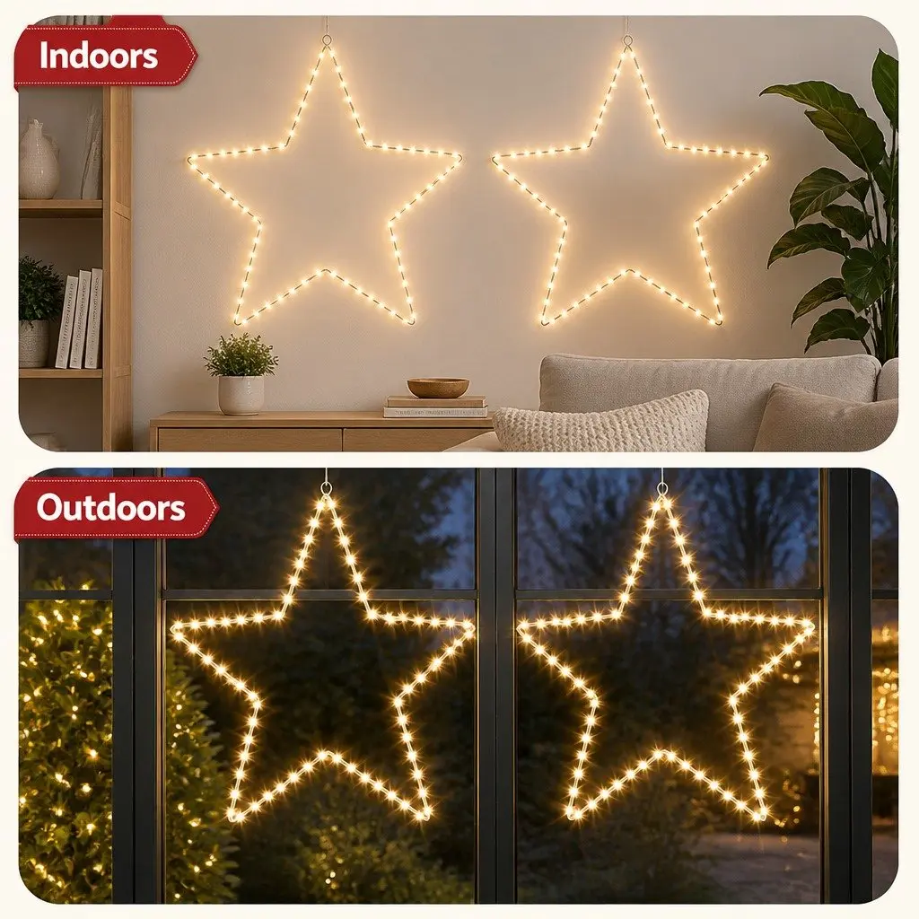 Star Christmas Light Decoration 70 LED Warm White 50cm Indoor Outdoor