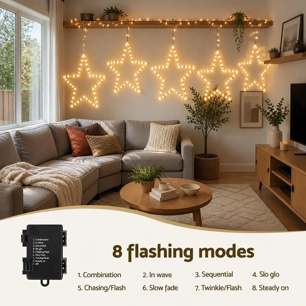 Star Christmas Light Decoration 70 LED Warm White 50cm Indoor Outdoor
