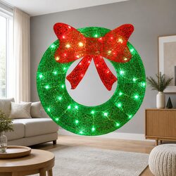 Create a Festive Space with the 60cm Solar Christmas Wreath Light