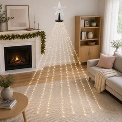 Christmas Waterfall String Lights 2.5M 300 LED Star Topper Outdoor Indoor