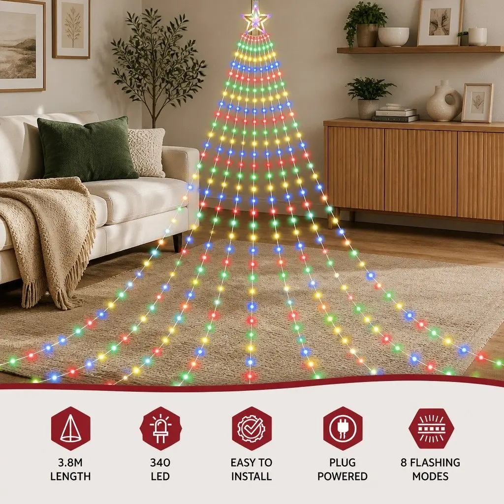 Christmas Waterfall String Lights 340 LED Multicolour 3.8M