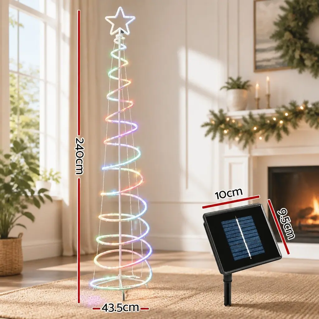 Christmas Tree Solar Motif LED Lights 2.4M Outdoor Indoor Decoration
