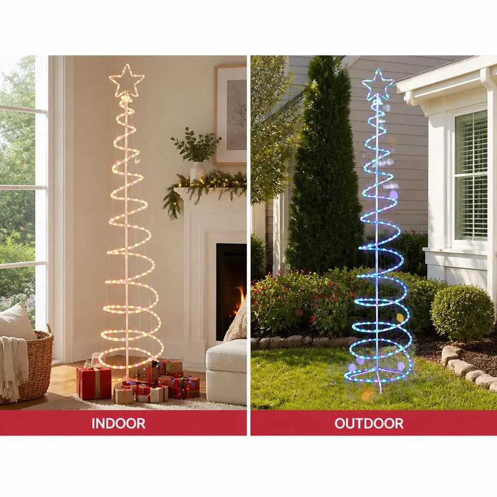 Christmas Tree Solar Motif LED Lights 2.4M Outdoor Indoor Decoration