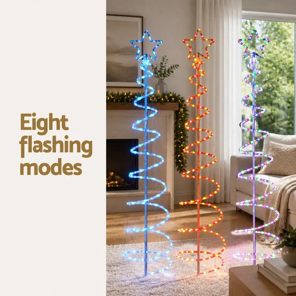 Christmas Tree Solar Motif LED Lights 2.4M Outdoor Indoor Decoration