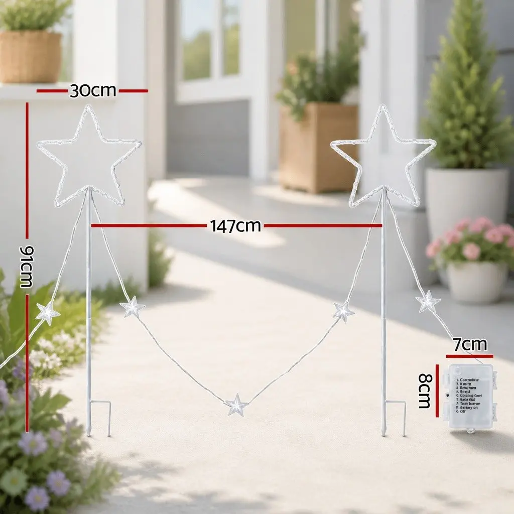 Christmas Lights Ground Light 4 Piece 144 LED Warm White Outdoor Decorations 8 Modes