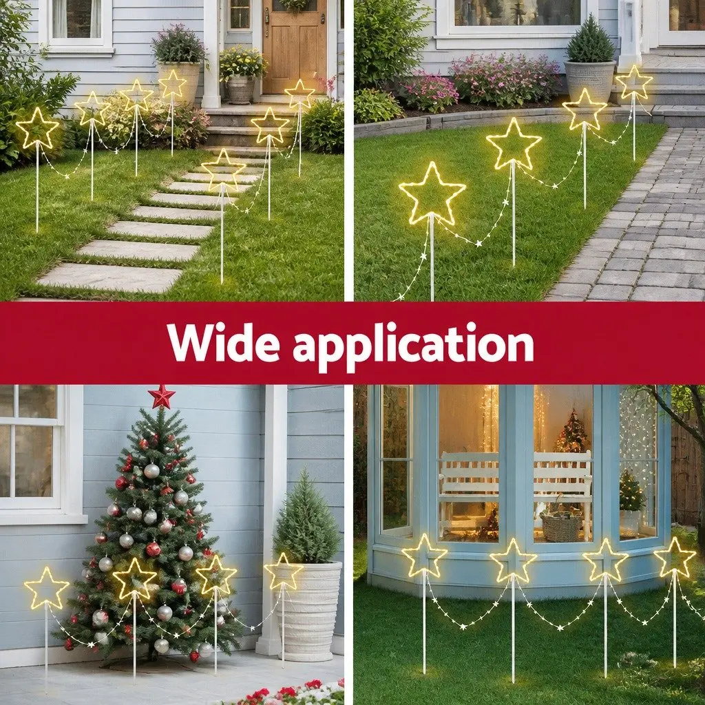 Christmas Lights Ground Light 4 Piece 144 LED Warm White Outdoor Decorations 8 Modes