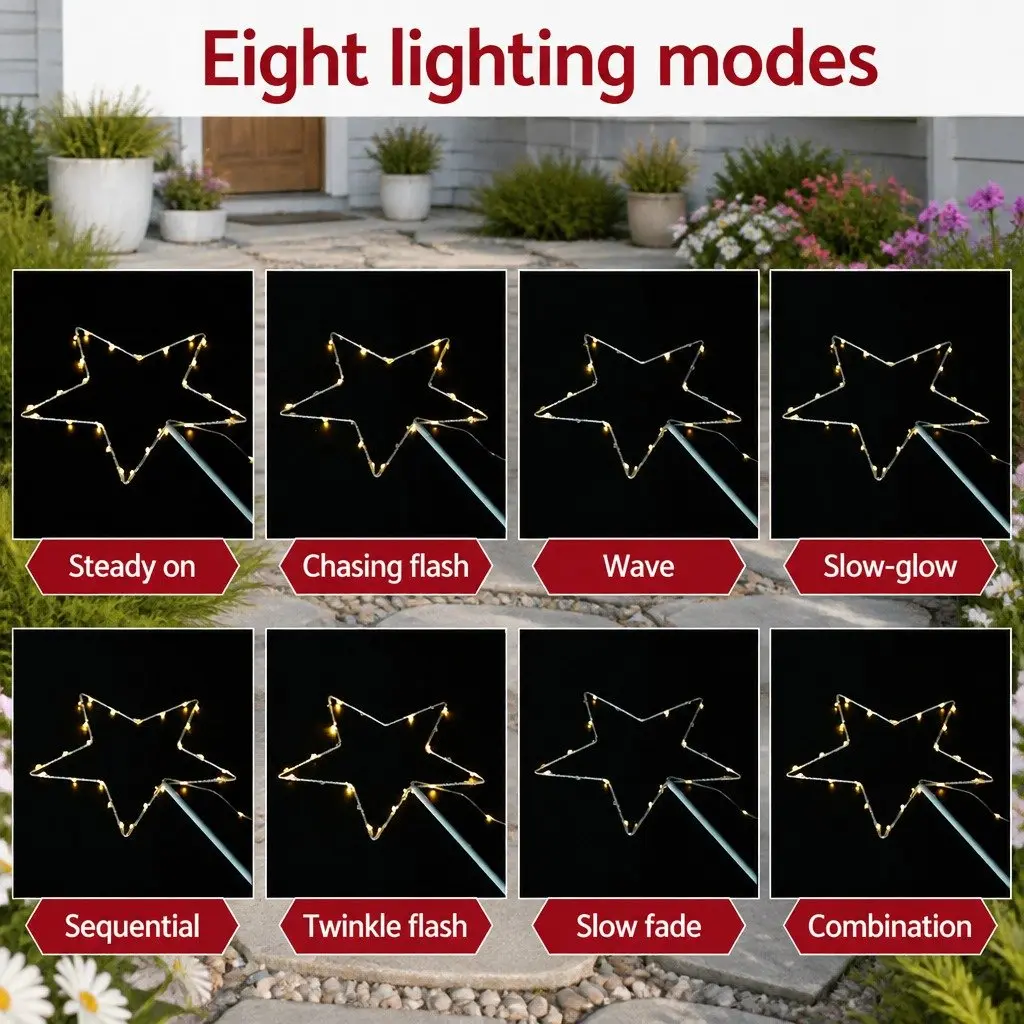 Christmas Lights Ground Light 4 Piece 144 LED Warm White Outdoor Decorations 8 Modes