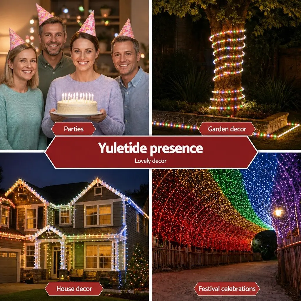 Christmas Rope Lights 20M 600 Multicolour LED String Decorations Indoor Outdoor