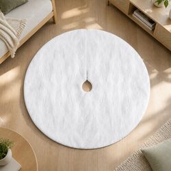 Friendly 120cm White Plush Christmas Tree Skirt for You