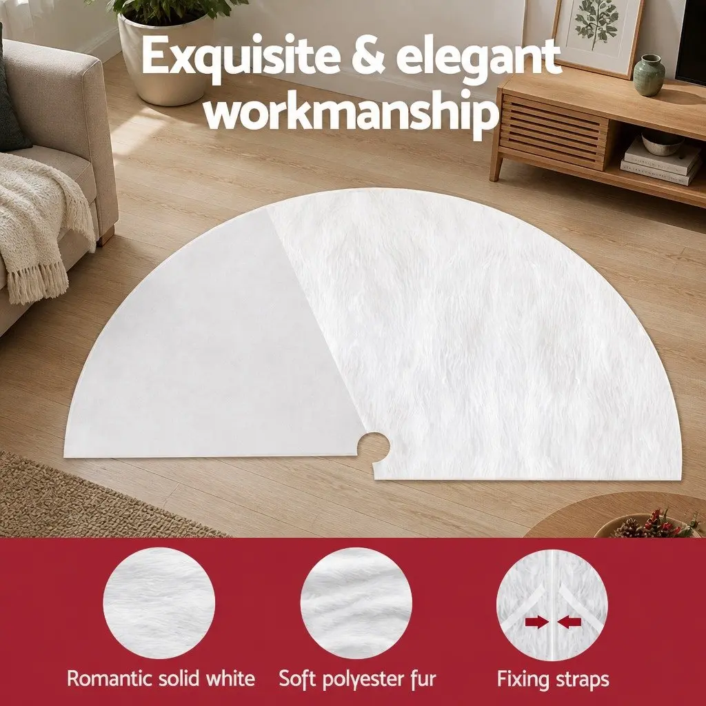 Christmas Tree Skirt Plush White 120cm Fluffy Holiday Decoration
