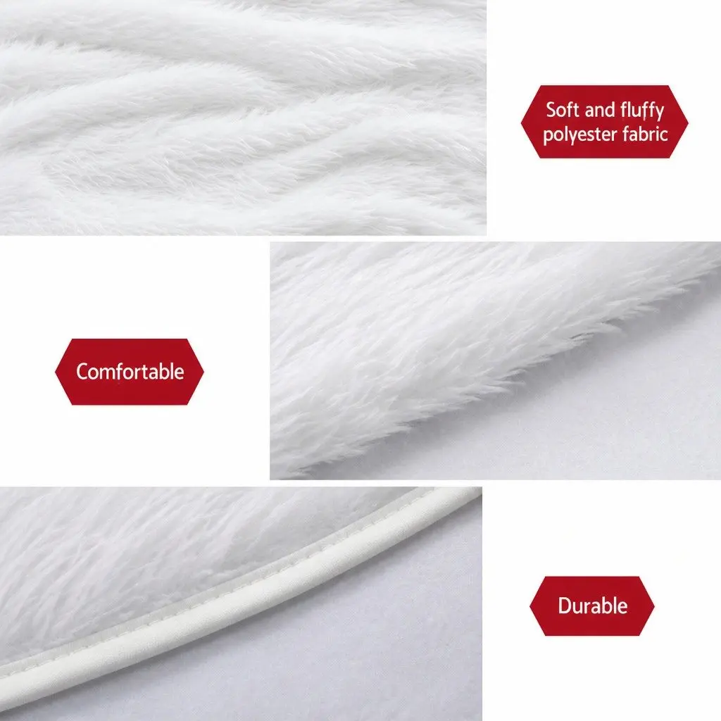Christmas Tree Skirt Plush White 120cm Fluffy Holiday Decoration