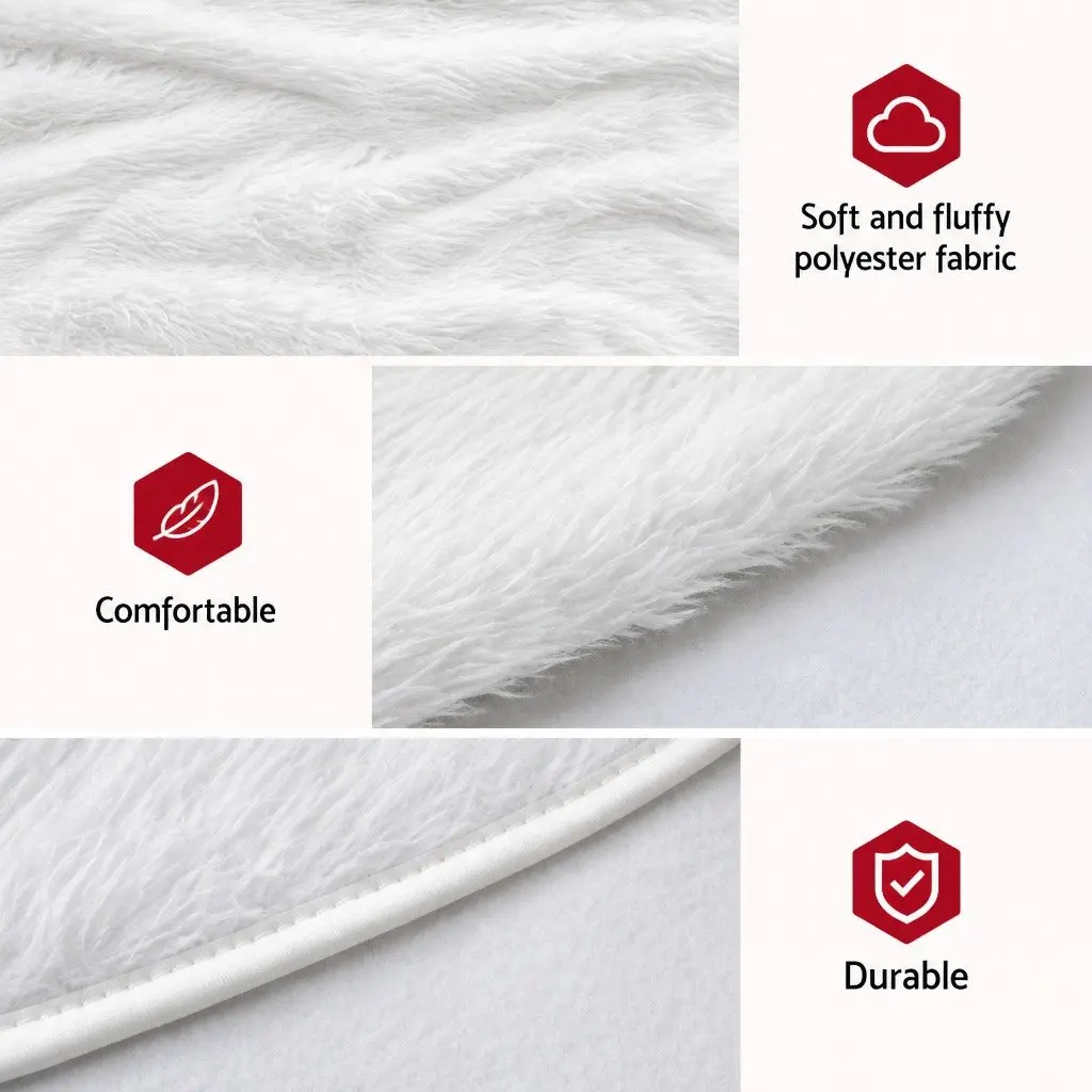 Christmas Tree Skirt Plush White 90cm Fluffy Holiday Decor