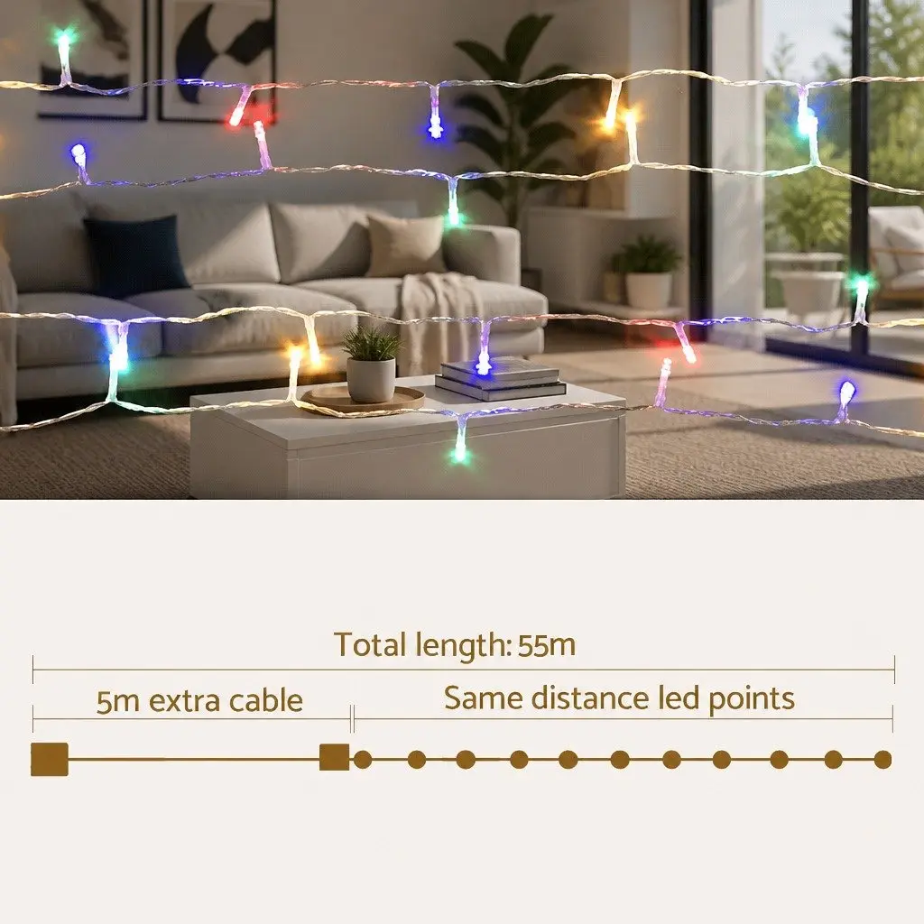 Christmas String Lights Multi-Coloured 50M 500 LED Indoor Outdoor