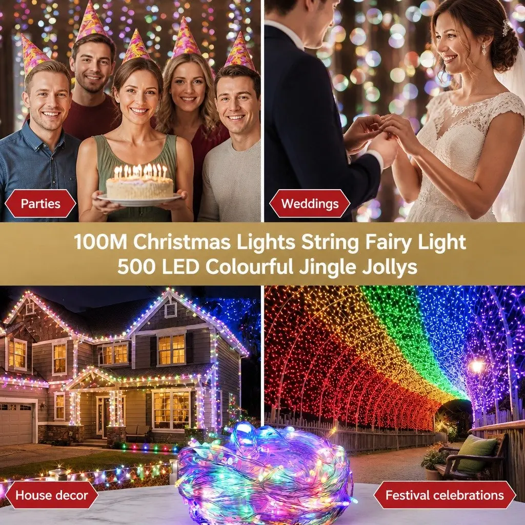 Christmas String Lights Multi-Coloured 50M 500 LED Indoor Outdoor