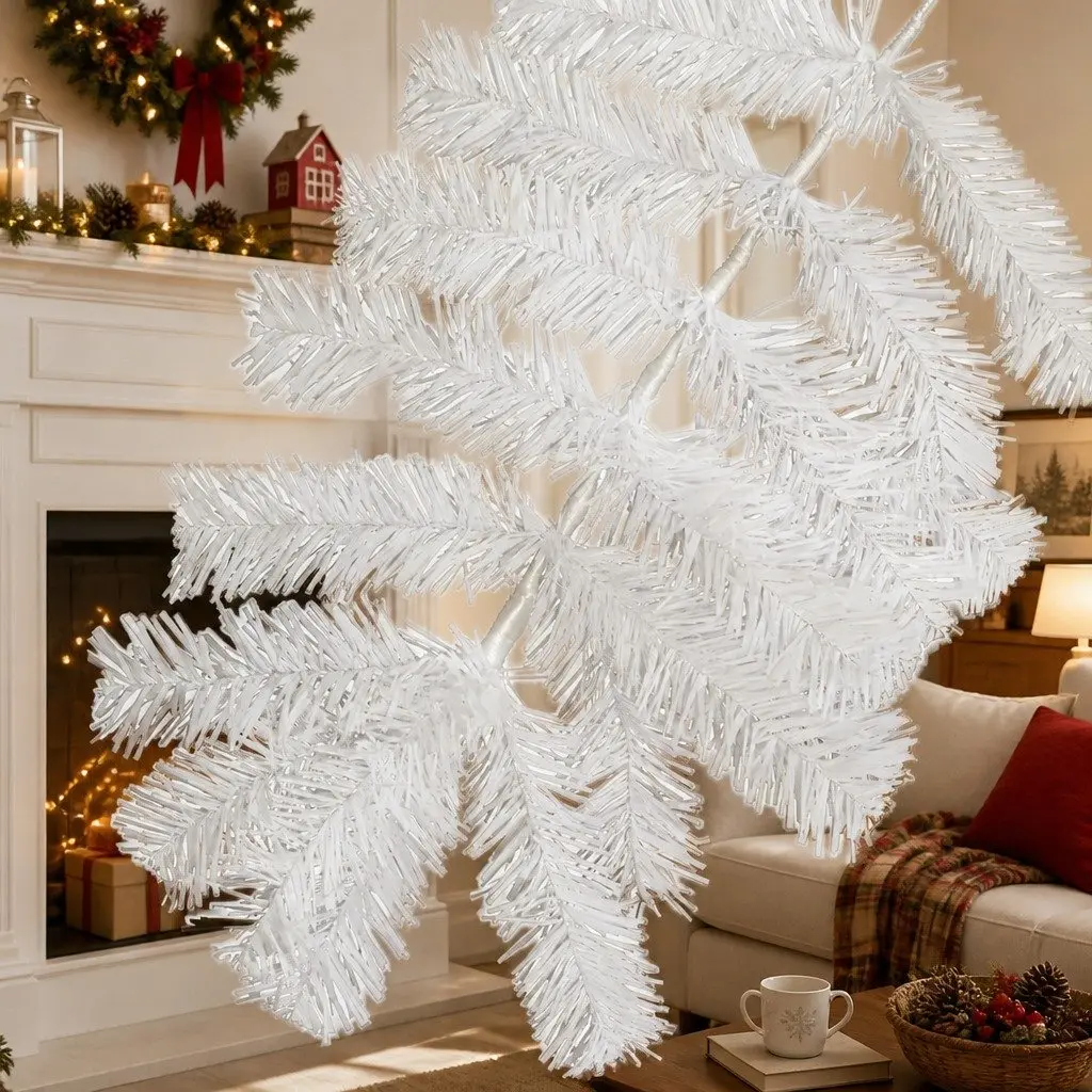 White Christmas Tree Tall 2.1M 900 Tips Indoor Outdoor Decoration