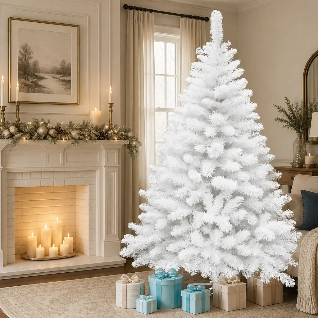 White Christmas Tree Tall 2.1M 900 Tips Indoor Outdoor Decoration