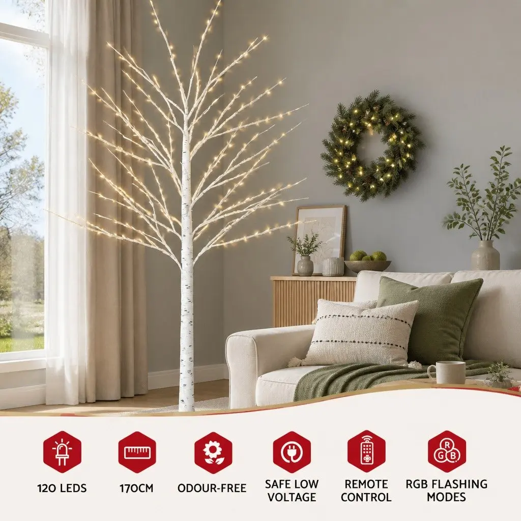 Christmas Tree Pre-lit 1.7M 120 RGB LED Lights Remote Control Indoor Outdoor