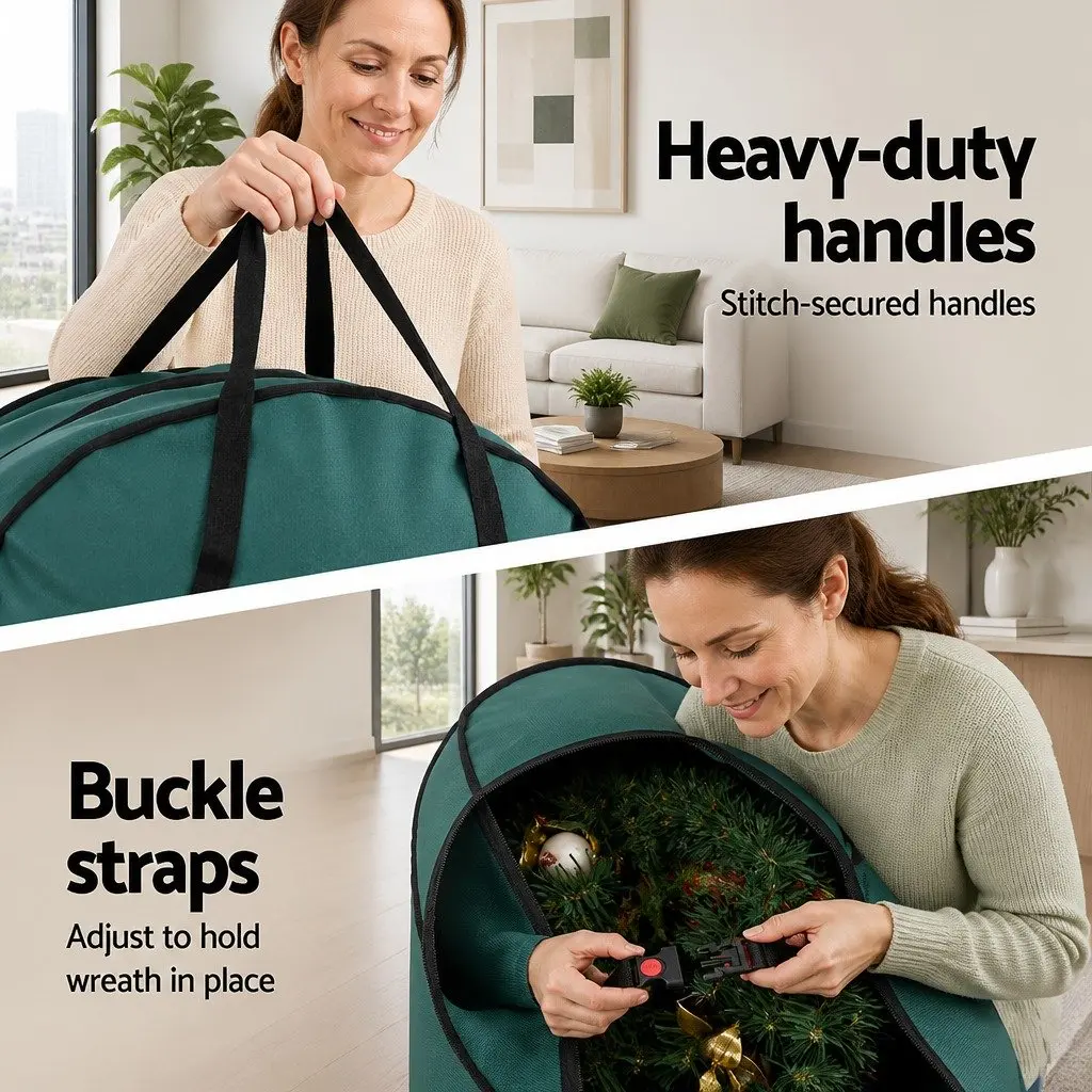 Christmas Garland Wreath Storage Bag 2-Tier 60cm Green
