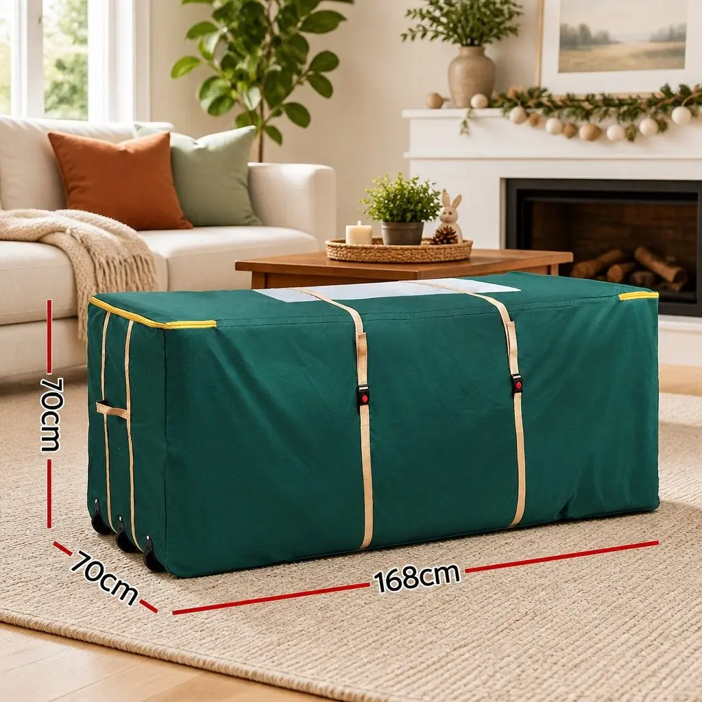 Christmas Tree Storage Bag with Wheels and Clear Window for Trees up to 10ft Green