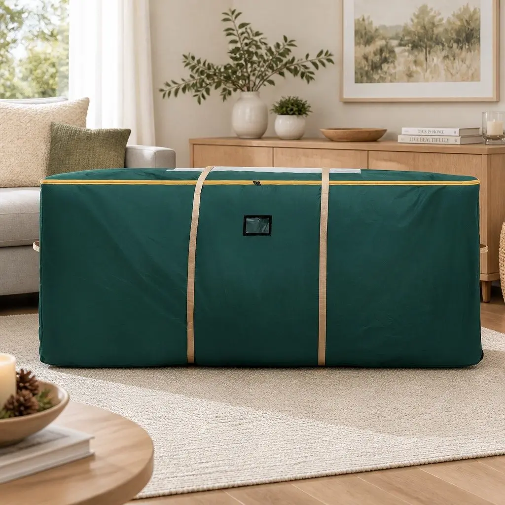Christmas Tree Storage Bag with Wheels and Clear Window for Trees up to 10ft Green