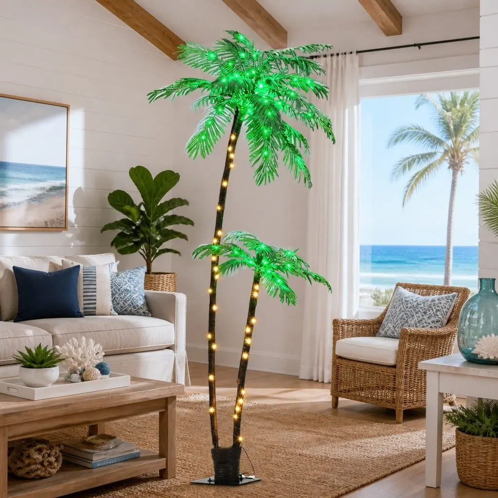 LED Christmas Palm Tree 2.1m Warm LED Lights Indoor Outdoor Decoration