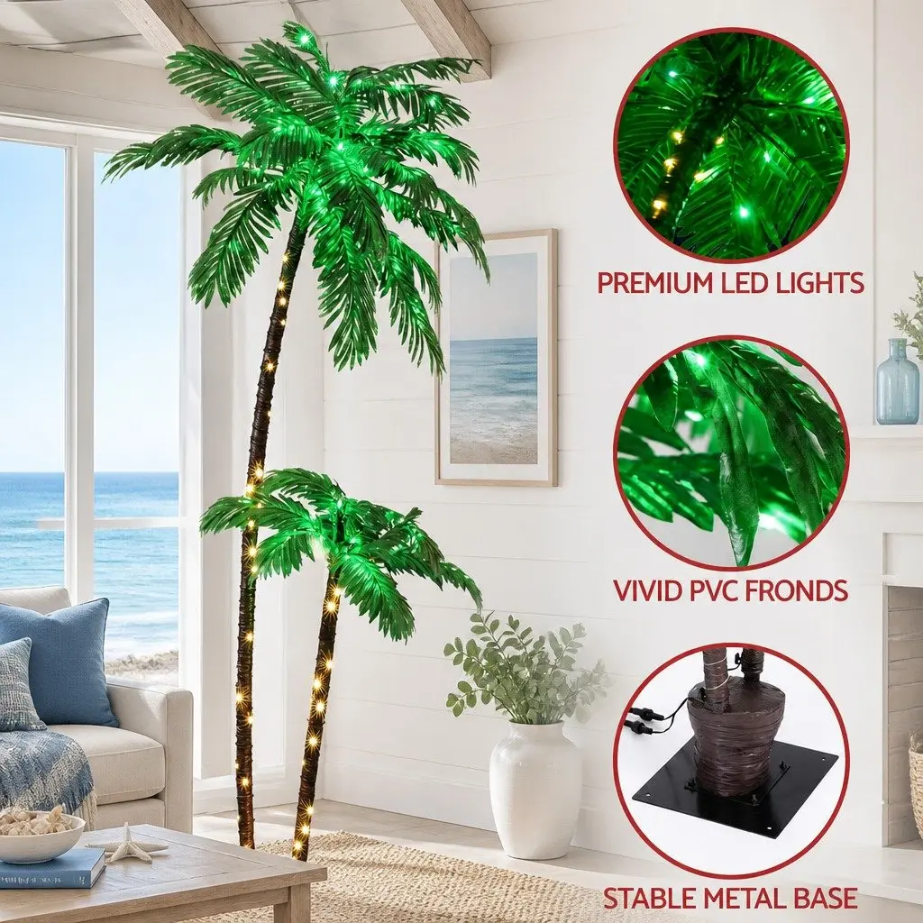 LED Christmas Palm Tree 2.1m Warm LED Lights Indoor Outdoor Decoration