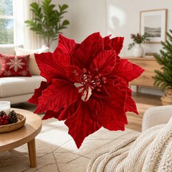 Friendly 14-Piece Red Poinsettia Flower Decoration Set