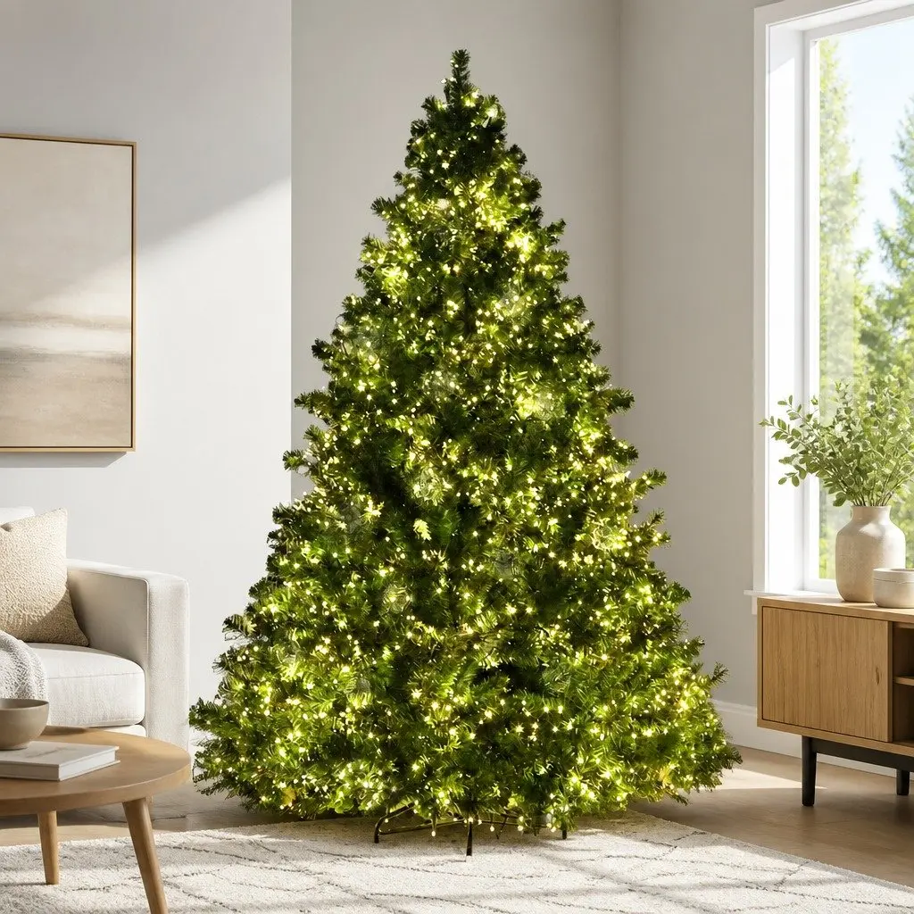 Outdoor Christmas Tree 7FT Green LED Lights Decorations Prelit Xmas 3000 Warm