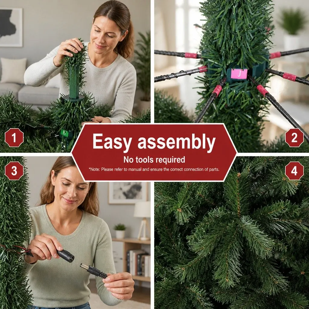 Outdoor Christmas Tree 7FT Green LED Lights Decorations Prelit Xmas 3000 Warm