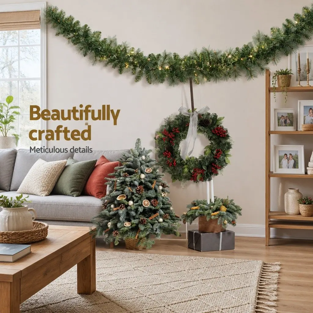 Christmas Garland Prelit LED Warm Lights 1.8m Indoor Outdoor Decoration