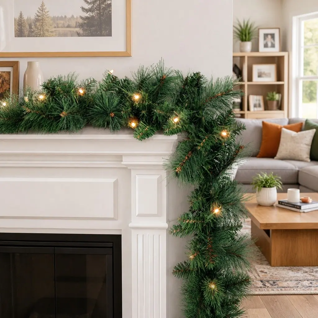 Christmas Garland Prelit LED Warm Lights 1.8m Indoor Outdoor Decoration