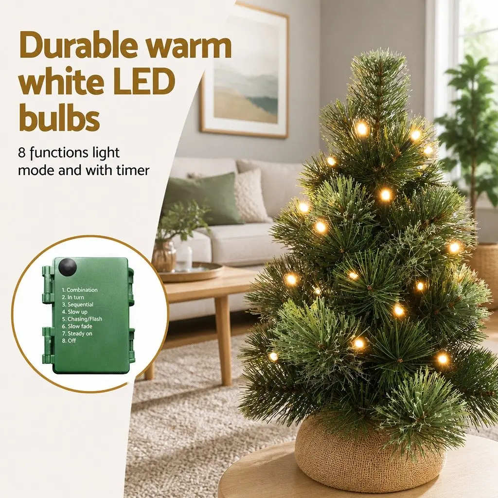 Mini Christmas Tree LED 60CM Tabletop Green 8 Light Modes