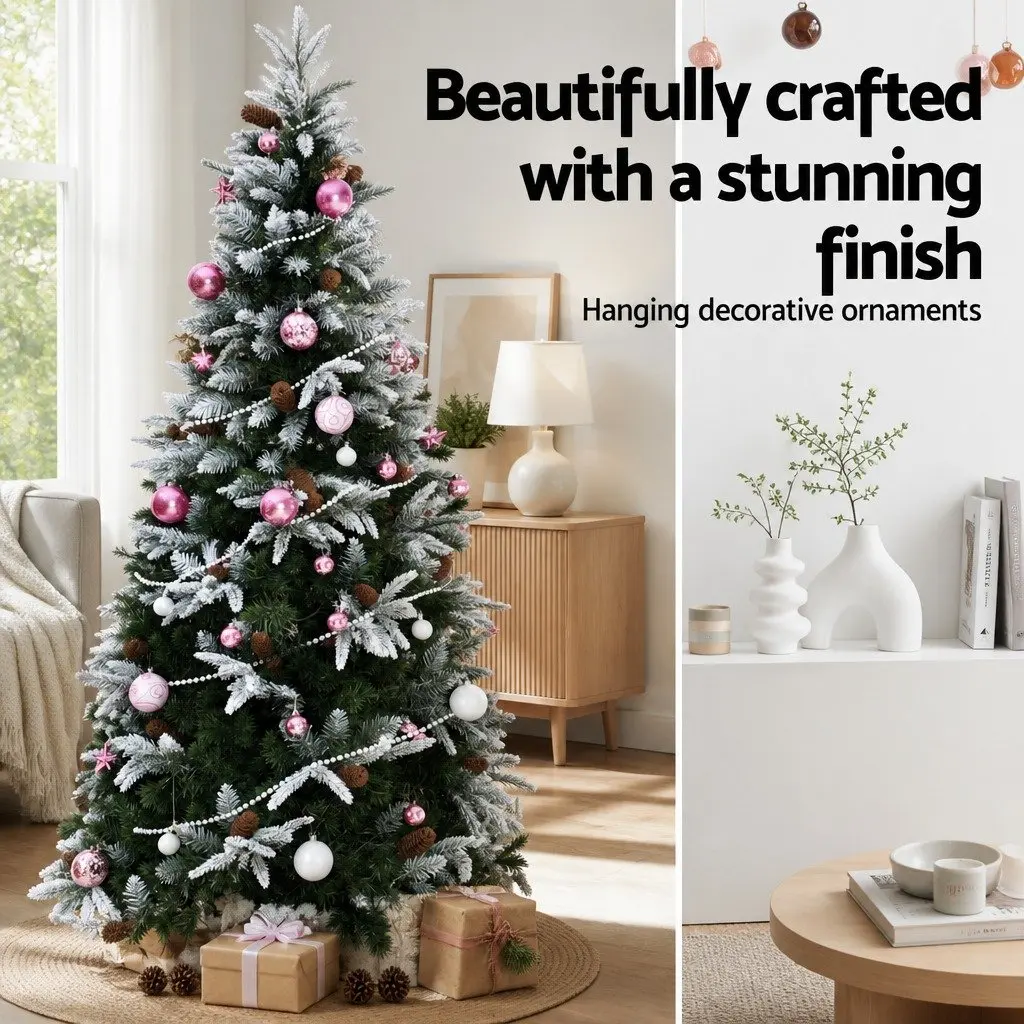 Christmas Tree Ornament Set 33 Pieces Pink White Baubles Stars Garland